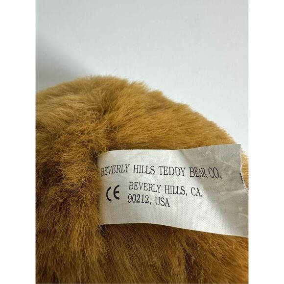 Rare Vintage Beverly Hills Teddy Bear Co Plush Teddy Bear 13” Brown Green Bow - Picture 4 of 10
